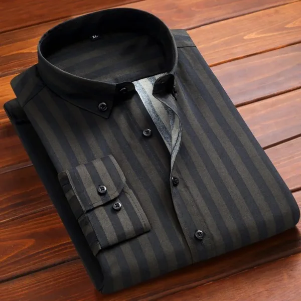 Men's Long Sleeve Striped Casual Shirt - Image 4