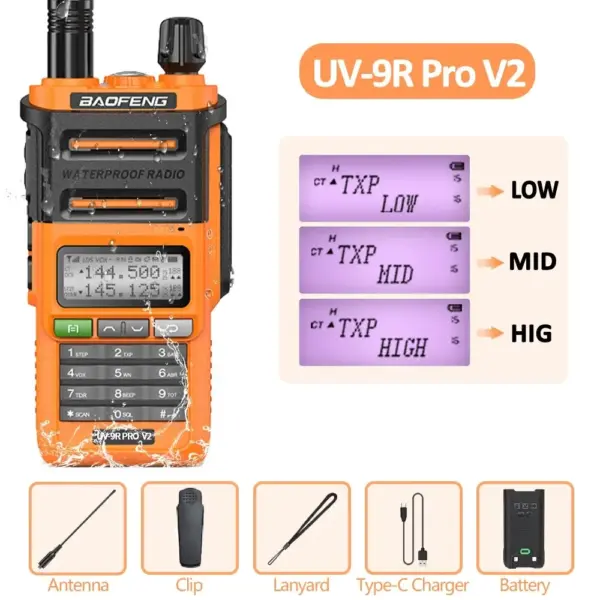 Baofeng UV-9R Pro V2 Waterproof Walkie Talkie - Image 7