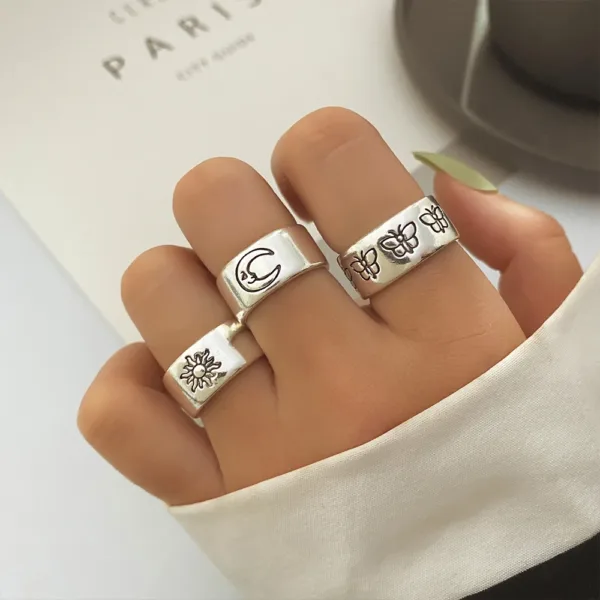 Punk Palm Hollow Ring Set for Unisex - Image 9