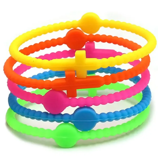 Neon Purple Silicone Bracelets - 5 Pack - Image 2