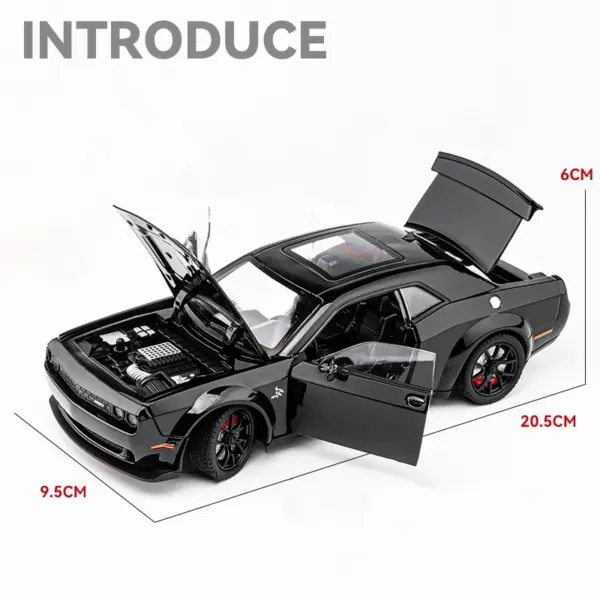 1:24 Dodge Challenger Hellcat Alloy Model Car - Image 4