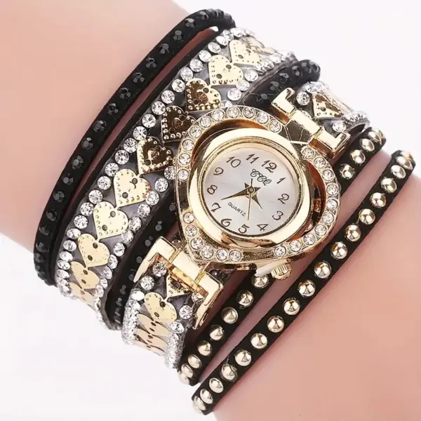 Rhinestone Heart Dial Women's Fashion Wristwatch - Image 3