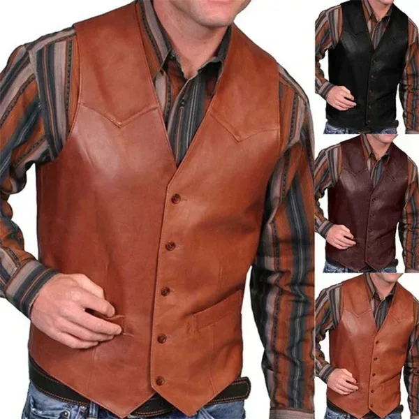 Men's Plus Size Vintage Leather Vest S-5XL