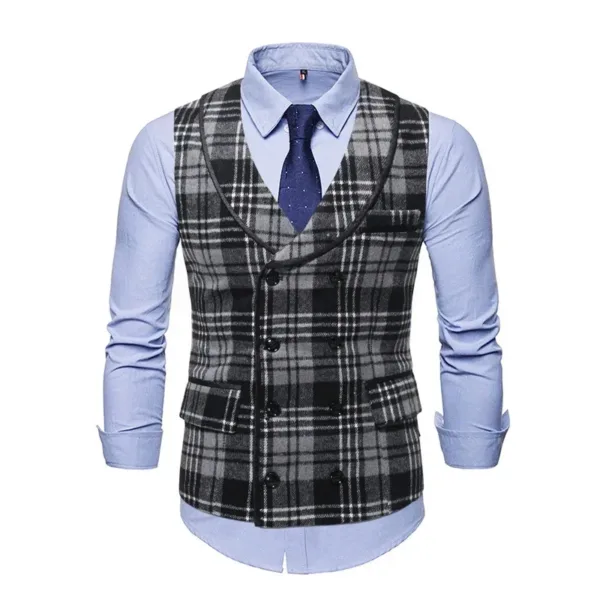 Men's Double Breasted V-neck Wedding Vest - Image 8