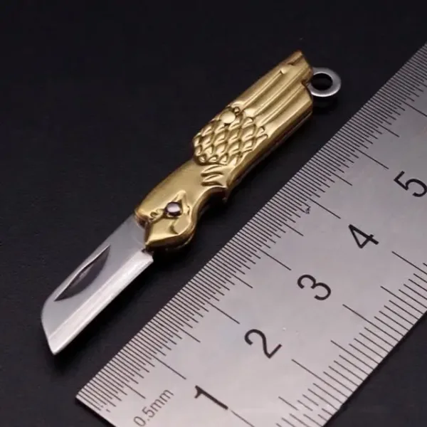 Mini Brass Folding Knife for Keychain EDC - Image 10