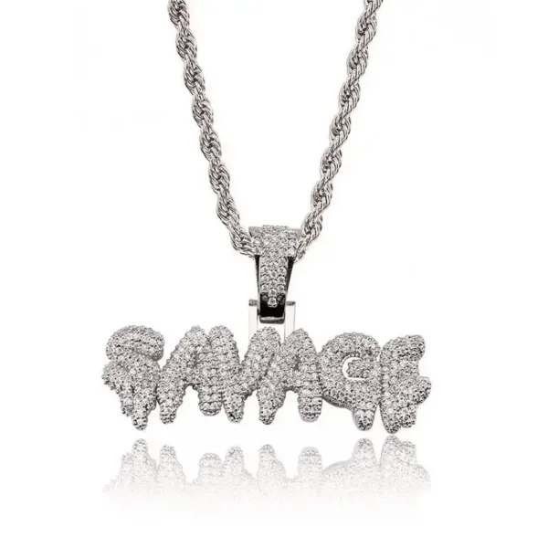 Iced Out Letter Pendant Necklace for Men - Image 3