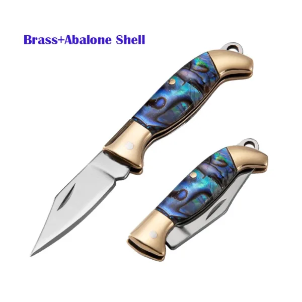 Mini Brass Folding Knife with Shell Handle - Image 23