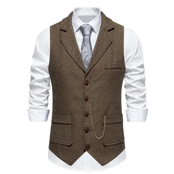 Men's Herringbone Tweed Suit Vest XXL