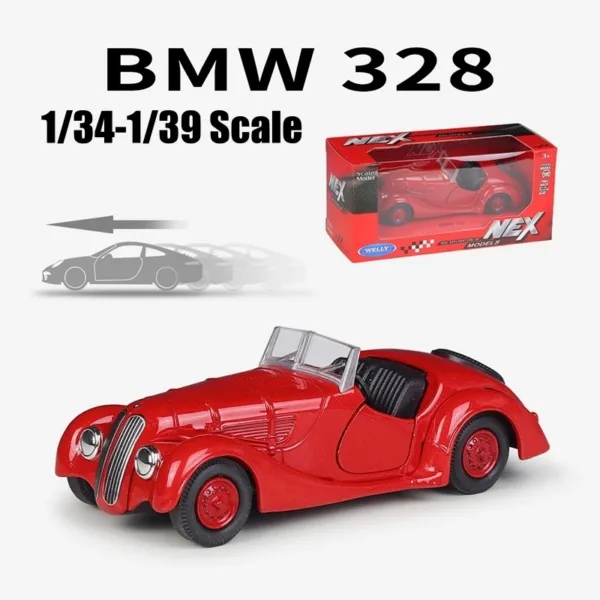 1/36 BMW 328 Diecast Model Retro Car - Image 2