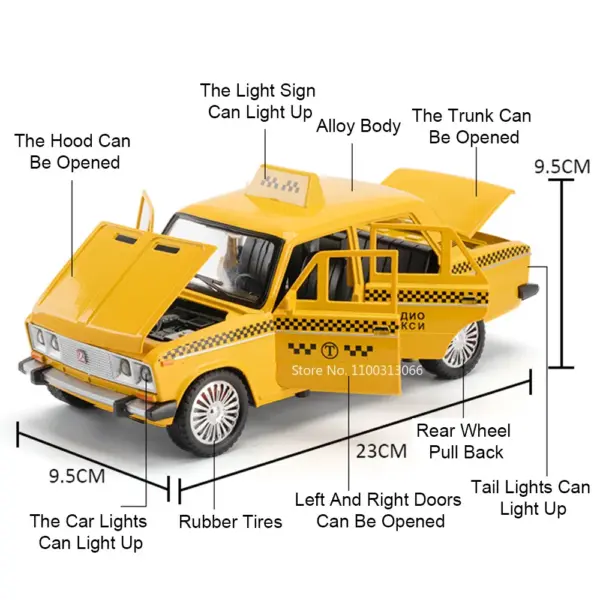 1/18 Lada Niva Taxi Diecast Model with Lights - Image 2