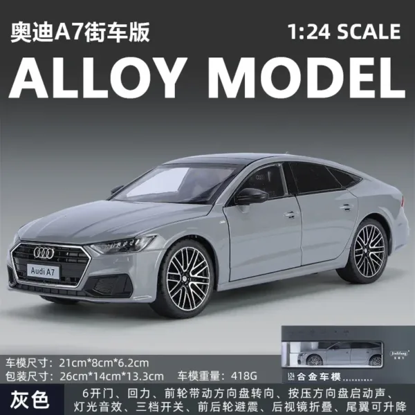 1:24 Audi A7 Diecast Model Car with Lights - Image 9