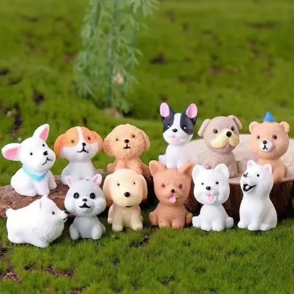 12pcs Mini Resin Dog Figurines for Decor