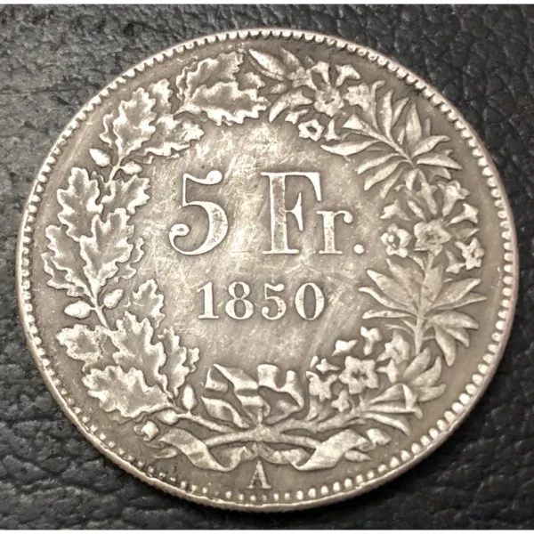 1850 Silver Plated 5 Franken Copy Coin - Image 3