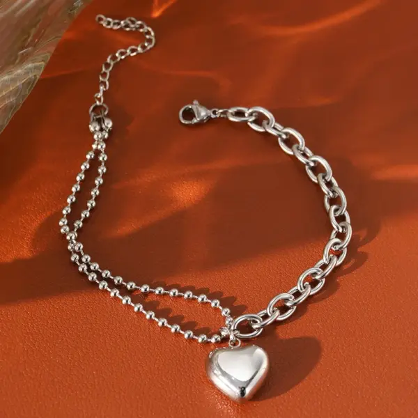 Stainless Steel Heart Pendant Bracelet for Women - Image 4