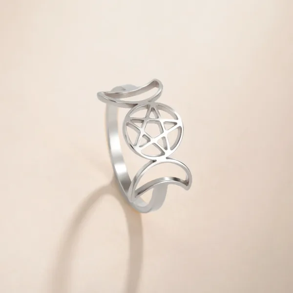 Triple Moon Goddess Stainless Steel Ring