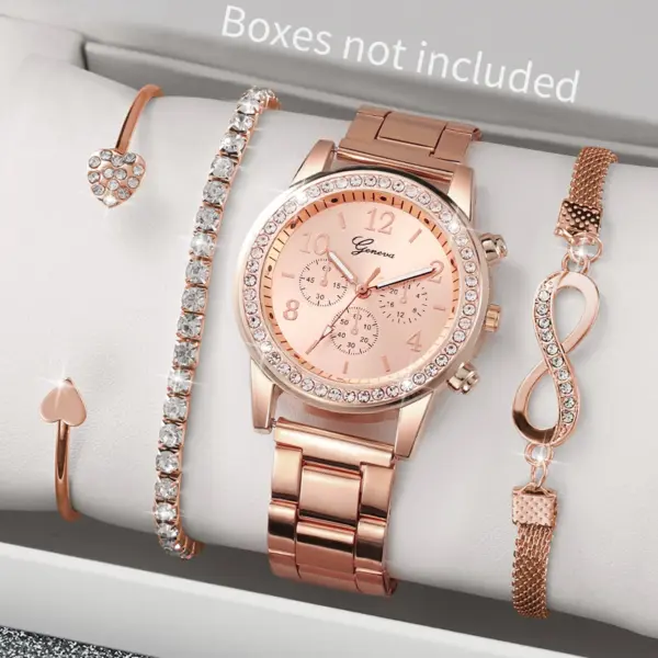 4PCS Women's Quartz Watch and Bracelet Set - Image 2