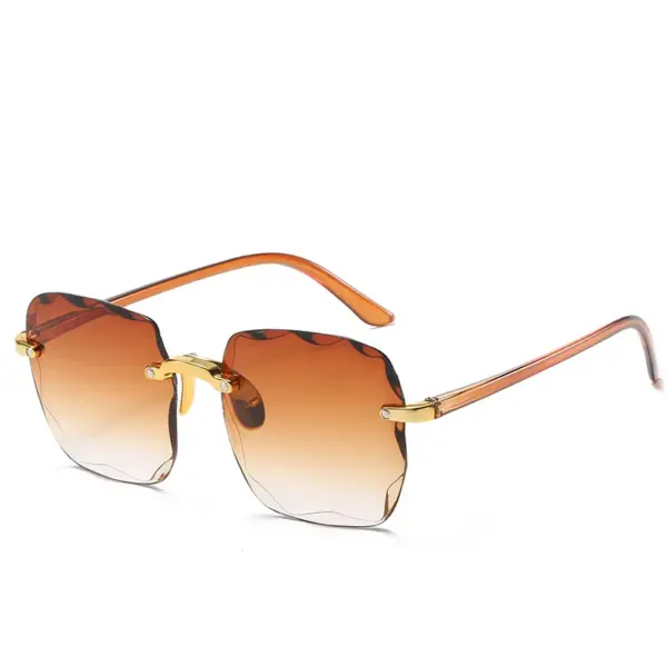 Rimless Women's Gradient Fashion Sunglasses - Image 10