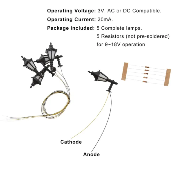 5pcs O Scale 1:50 Model Railway LED Lamps - Image 5