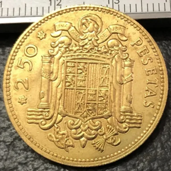 1953 Spain 2.5 Pesetas Bronze Replica Coin - Image 3