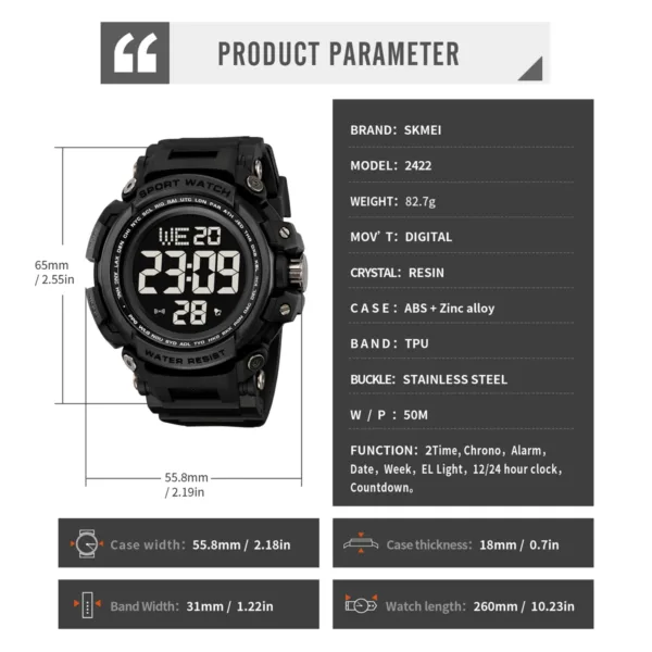 Digital Sports Watch for Men Waterproof Camo - Image 6