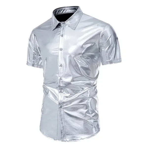 Metallic Short Sleeve Shirt for Men - Image 4