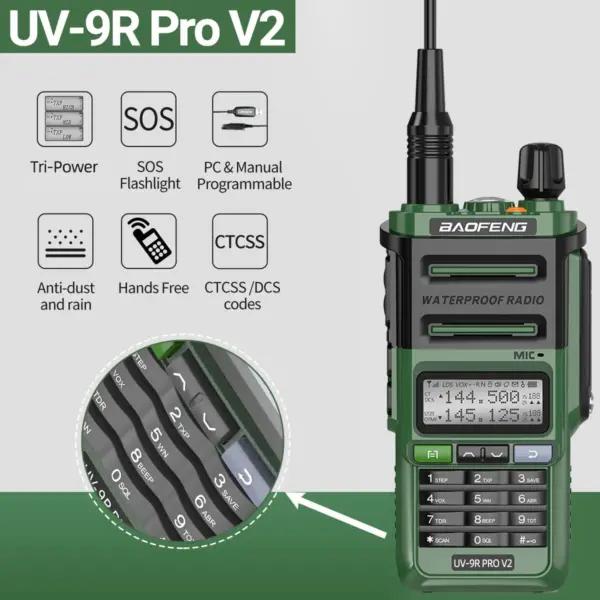 Baofeng UV-9R Pro V2 Waterproof Walkie Talkie - Image 4