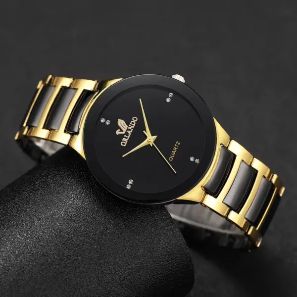 Men's Black Stainless Steel Quartz Dress Watch - Image 3