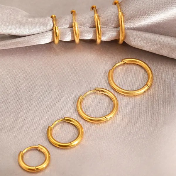 Stainless Steel Hoop Earrings Set for Women - Image 4