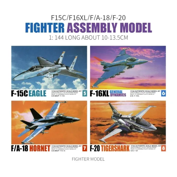 1/144 Fighter Model Set F14 F15 F-4E 28pcs - Image 2