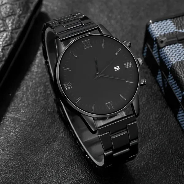 Men's Black Quartz Watch and Accessory Set - Image 5