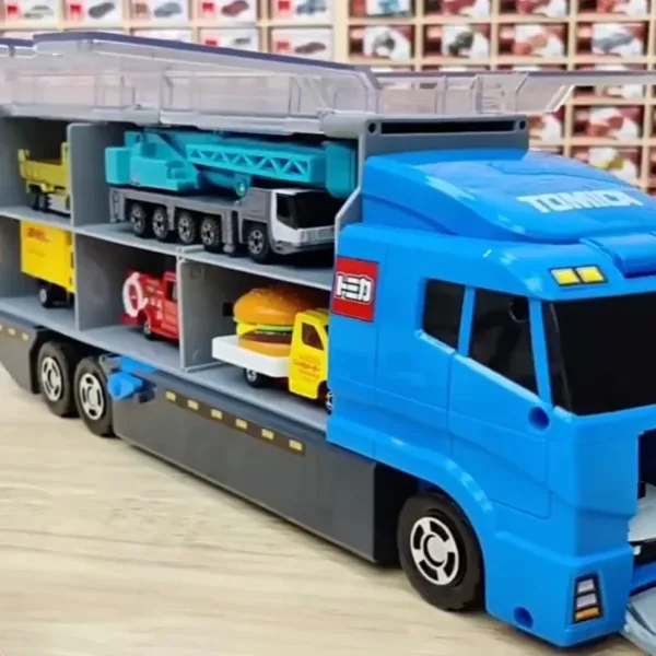 Blue Multifunctional Diecast Truck Toy with Cars - Image 5