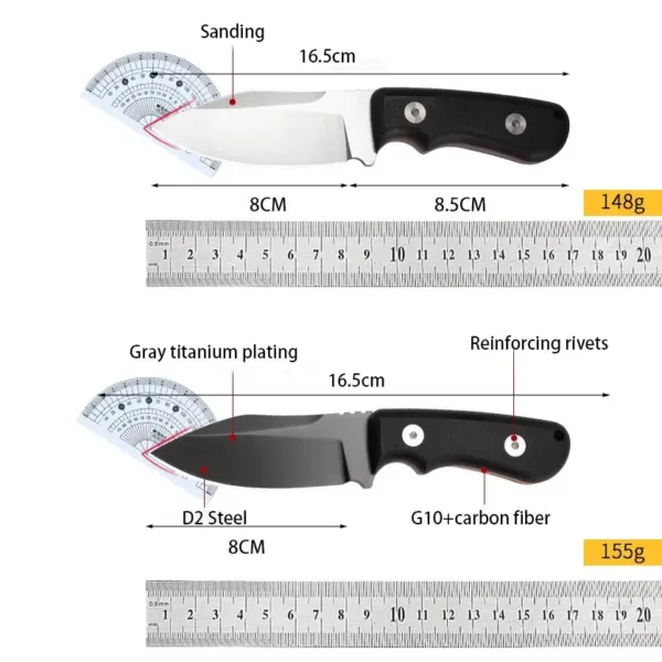 D2 Steel Fixed Blade Knife with G10 Handle - Image 6