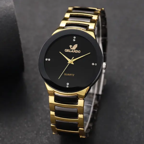 Men's Black Stainless Steel Quartz Dress Watch - Image 4