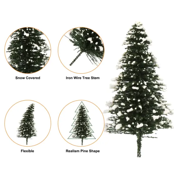 40pcs Deep Green Snowy Pine Trees Set - Image 4