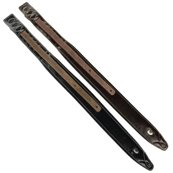 Adjustable Genuine Leather Guitar Strap Black/Brown - Image 6