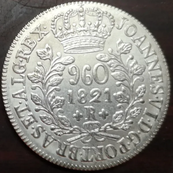 1821-R Brazil 960 Reis Silver Plated Coin - Image 2