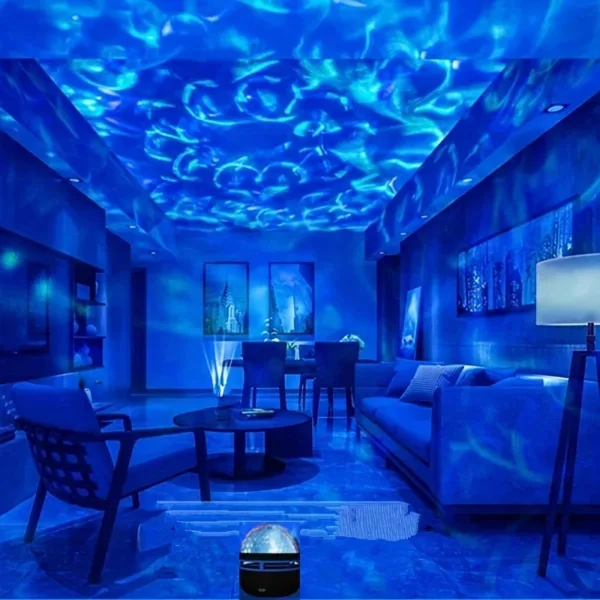 Rotating Ocean Wave LED Night Light Projector - Image 3