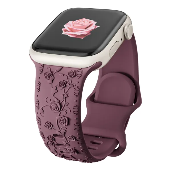 Floral Engraved Strap for Apple Watch 38-49mm - Image 9