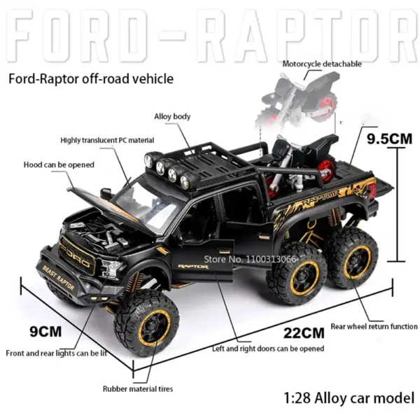 1/28 Ford Raptor F150 Diecast Model Car - Image 3