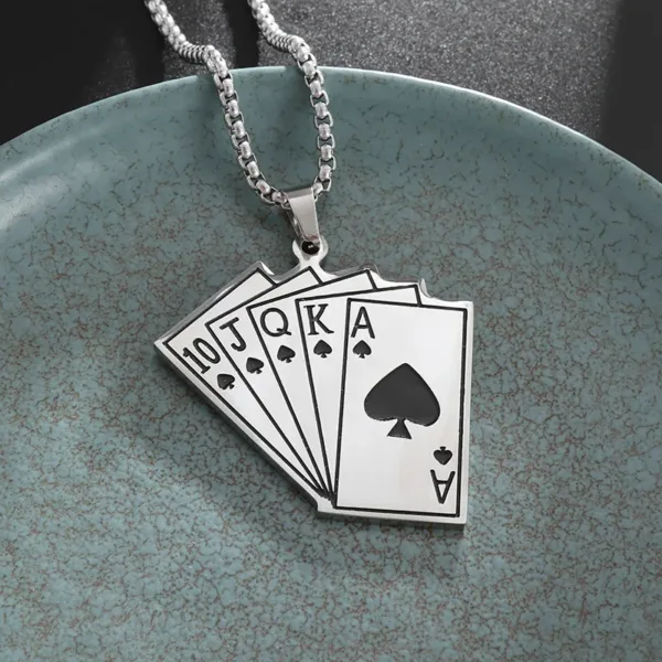 Hip-Hop Spades Playing Card Pendant Necklace - Image 21