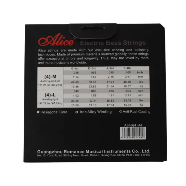 Alice Electric Bass Strings Set A646 A647 - Image 2