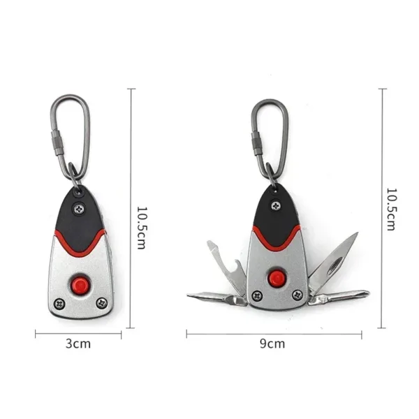 6-in-1 Folding Mini Keychain Knife with LED - Image 4