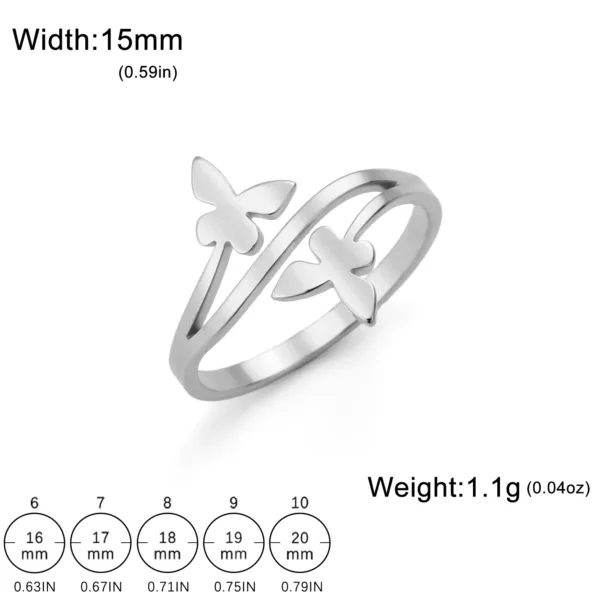 Butterfly Stainless Steel Wedding Ring for Women - Image 8