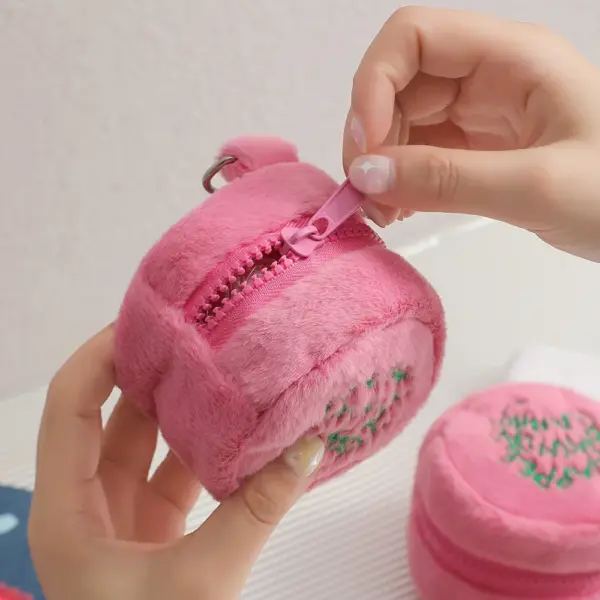 Kawaii Pink Plush Birthday Cake Pouch - Image 5