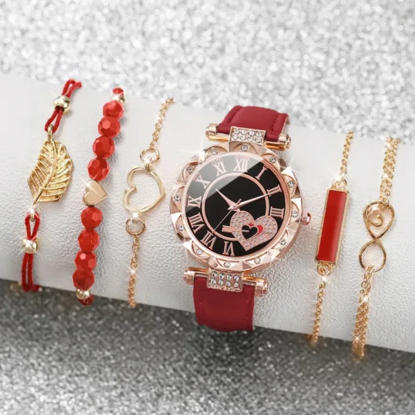 6PCS Women's Watch and Bracelet Jewelry Set - Image 3