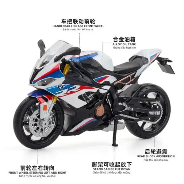 1:12 Scale BMW S1000RR Metal Toy Motorcycle - Image 2