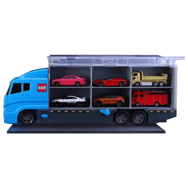 Blue Multifunctional Diecast Truck Toy with Cars - Image 4