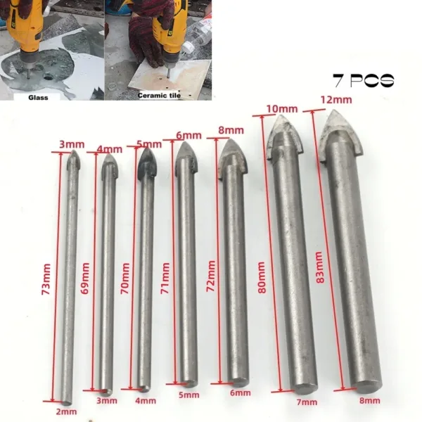 Ceramic Tile Drill Bit Set 4-7 Sizes