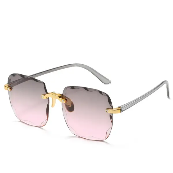 Rimless Women's Gradient Fashion Sunglasses - Image 15