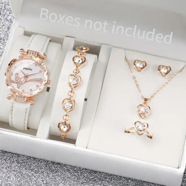 6PCS Women's Rhinestone Watch Jewelry Set